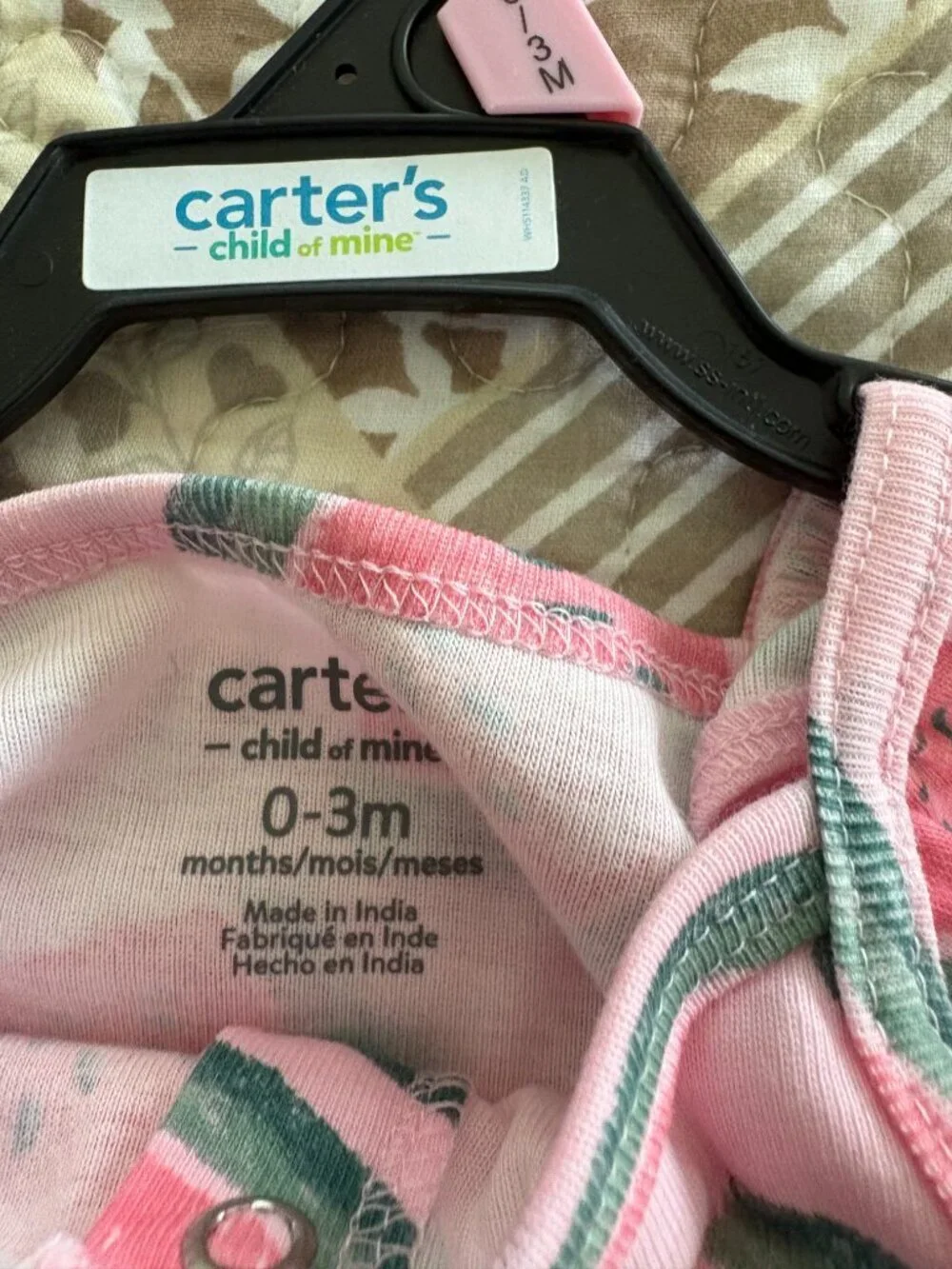 Carter's Child of Mine Baby Girl Watermelon Romper Size 0-3 Months